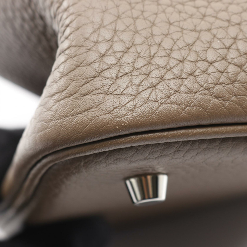 愛馬仕 Picotin Lock MM 手提包，Clemence 皮革，米色/灰褐色，二手-5