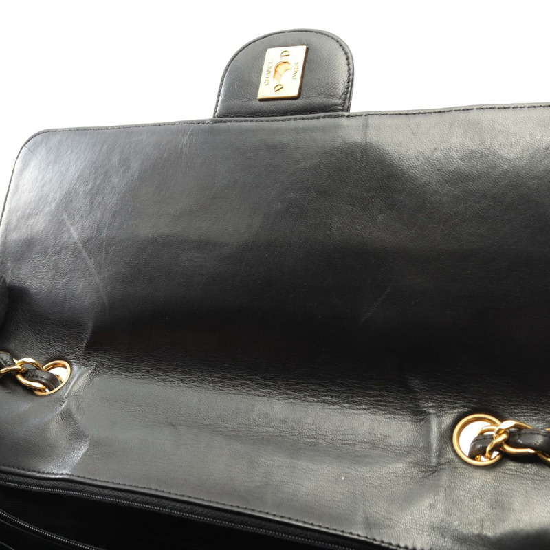 香奈兒 Jumbo Matelasse 30 單翻蓋鏈條肩背包，羊皮材質，黑色，二手-6