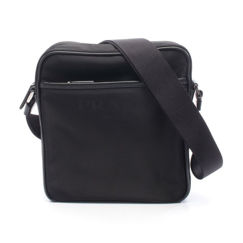 PRADA 男士肩斜背包 2VH143 尼龍皮革 黑色 二手