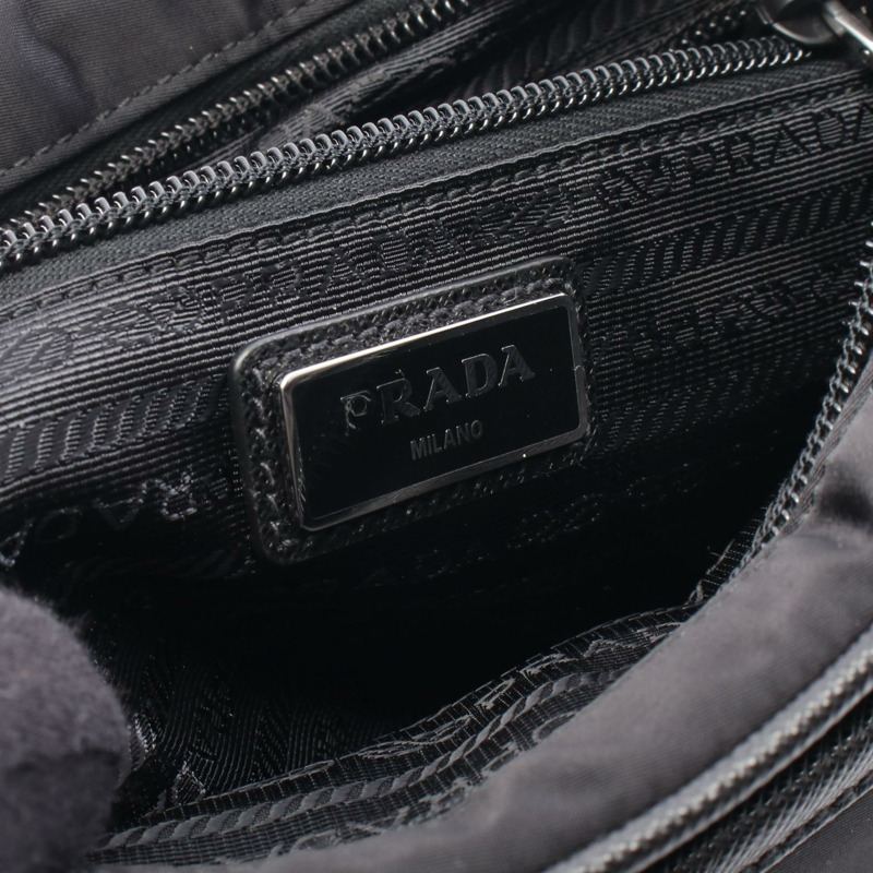 PRADA 男士肩斜背包 2VH143 尼龍皮革 黑色 二手-3