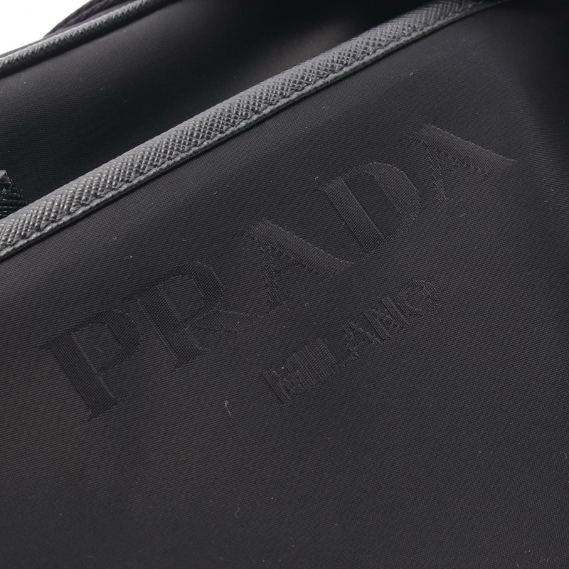 PRADA 男士肩斜背包 2VH143 尼龍皮革 黑色 二手-5