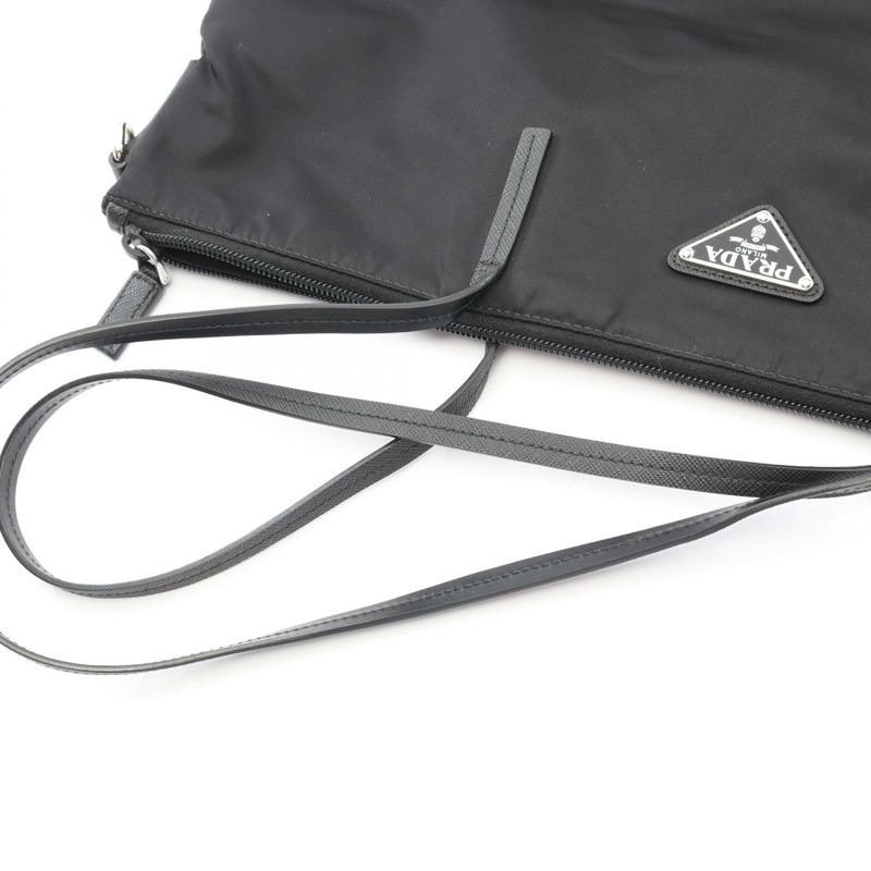 PRADA TESSUTO 托特單肩包 1BG189 尼龍 Saffiano 皮革 黑色 二手 女士-5