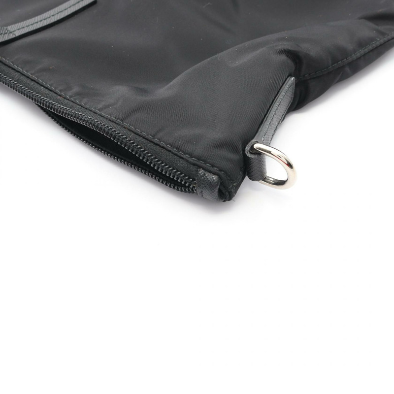 PRADA TESSUTO 托特單肩包 1BG189 尼龍 Saffiano 皮革 黑色 二手 女士-6