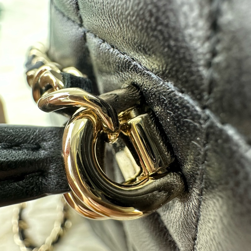 閑置品🌟CHANEL Handle 黑金羊皮長盒子 晶片款 2023年-8