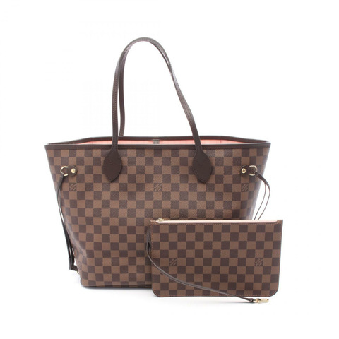 路易威登 Neverfull MM 單肩手提包 N41603 Damier Ebene 粉紅二手女款
