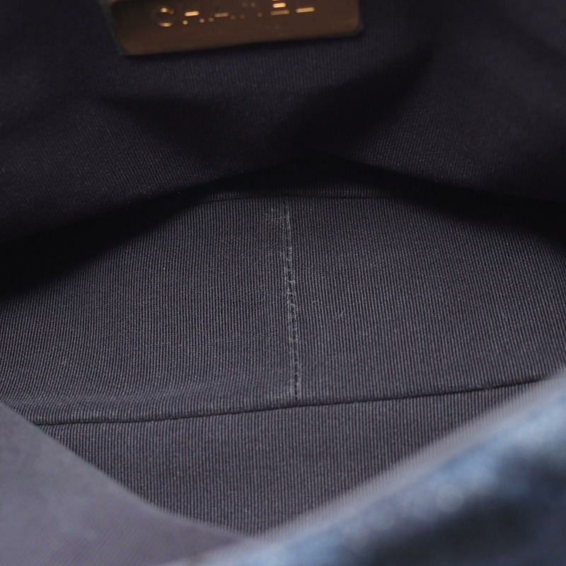 香奈兒 19 dix-neuf Matelasse 鏈條肩背包 AS1161 牛仔布海軍藍 二手 女士-6