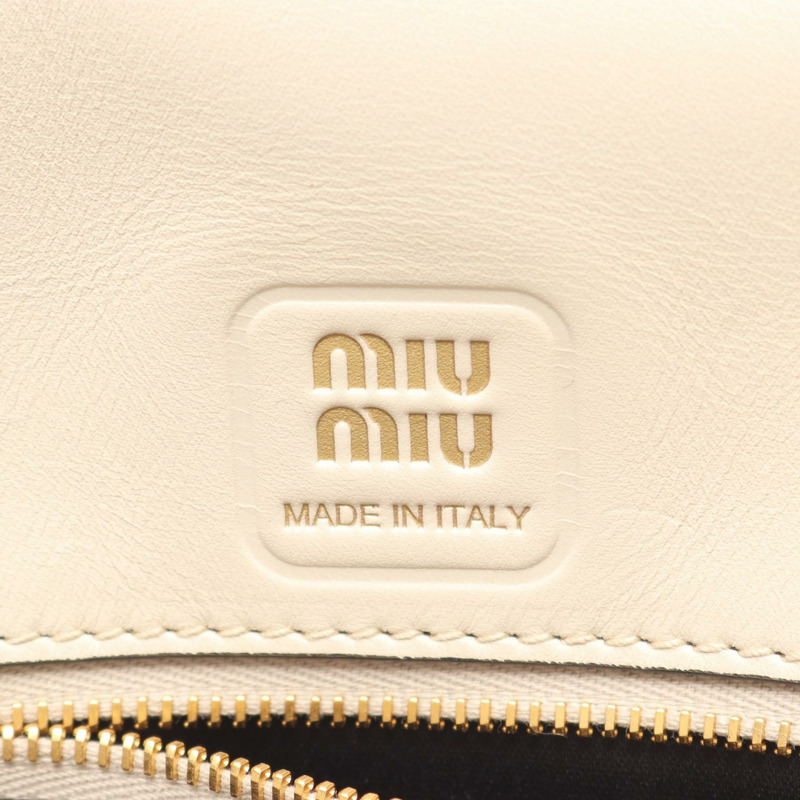 Miu Miu CRM 精紡小牛皮 Penny 肩斜背包 5BD270 米色 二手-3