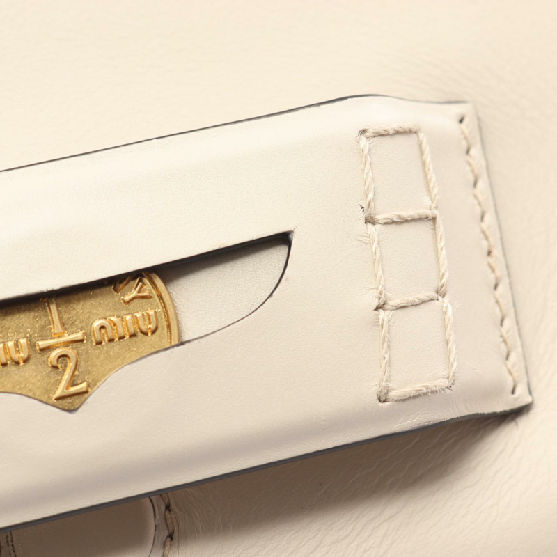 Miu Miu CRM 精紡小牛皮 Penny 肩斜背包 5BD270 米色 二手-6