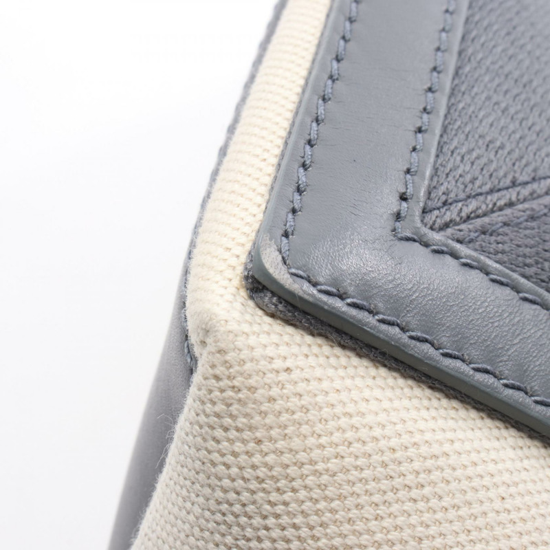 BALENCIAGA 海軍藍 CABAS S 手提包 339933 帆布皮革 米色 灰色 二手 女士-6