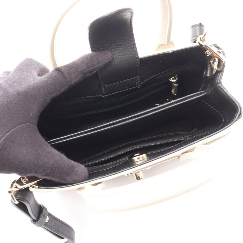 香奈兒 Neo Executive Tote S 單肩手提包 A69929 皮革 白色 黑色 二手 SHW-2