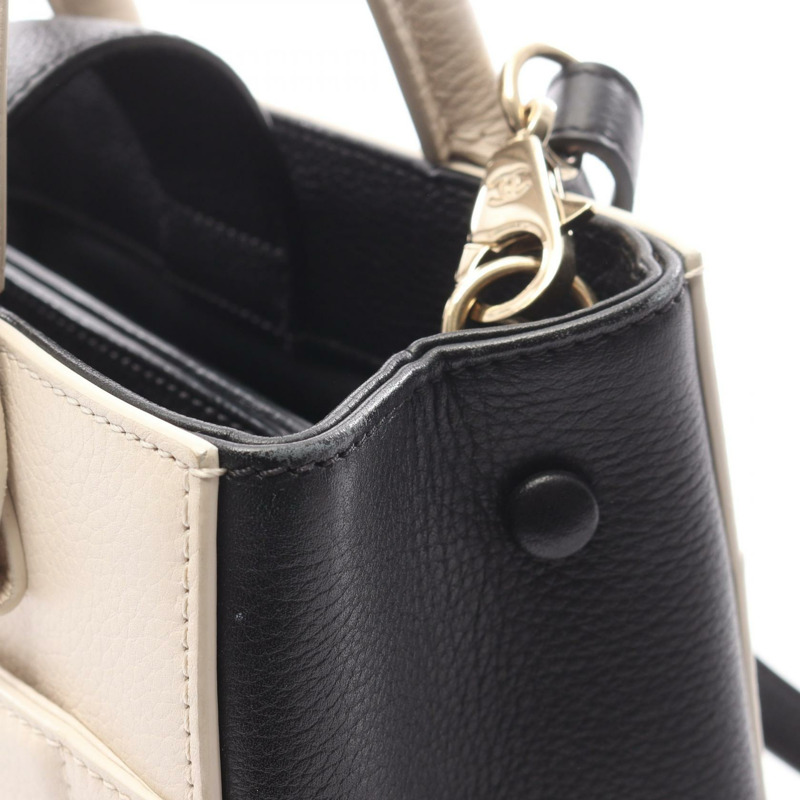 香奈兒 Neo Executive Tote S 單肩手提包 A69929 皮革 白色 黑色 二手 SHW-8