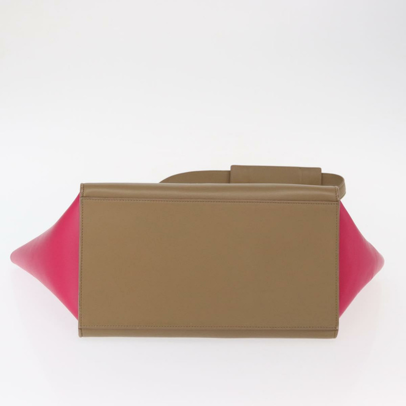 【日本直送】CELINE Trapeze 手提包 皮革 2way 米色 金色 Auth 149534-4