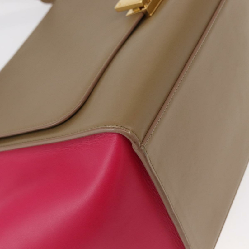 【日本直送】CELINE Trapeze 手提包 皮革 2way 米色 金色 Auth 149534-8