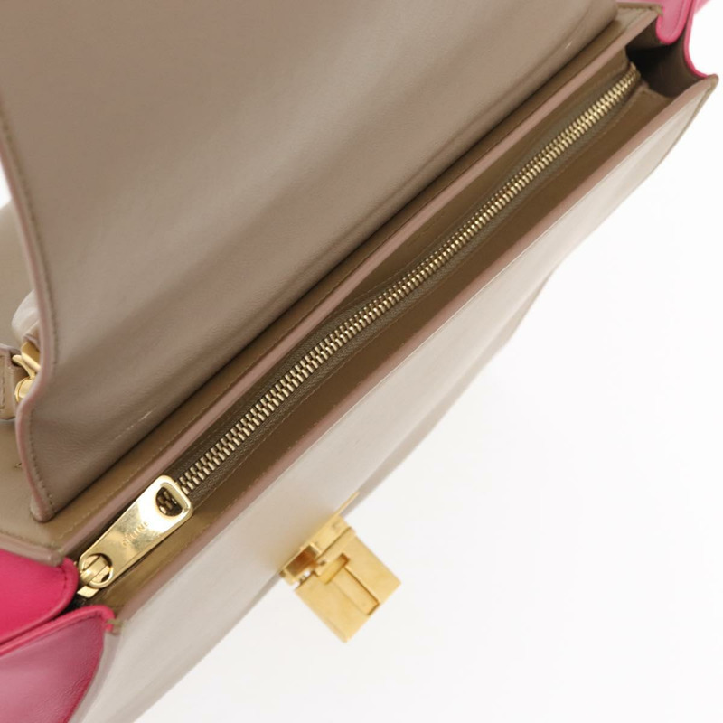 【日本直送】CELINE Trapeze 手提包 皮革 2way 米色 金色 Auth 149534-9