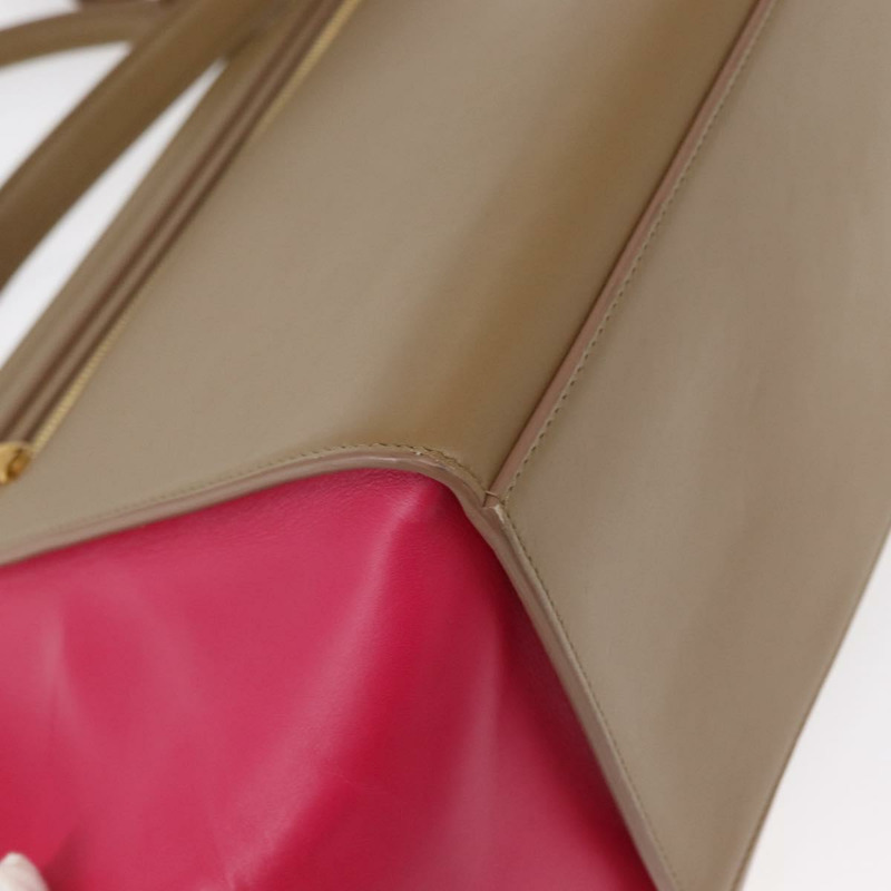 【日本直送】CELINE Trapeze 手提包 皮革 2way 米色 金色 Auth 149534-16