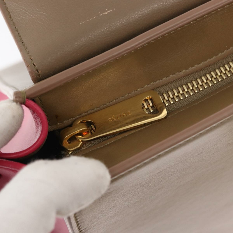 【日本直送】CELINE Trapeze 手提包 皮革 2way 米色 金色 Auth 149534-21