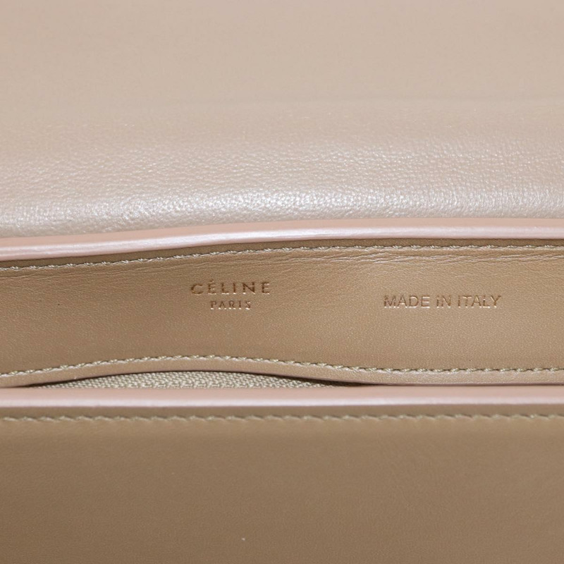 【日本直送】CELINE Trapeze 手提包 皮革 2way 米色 金色 Auth 149534-22