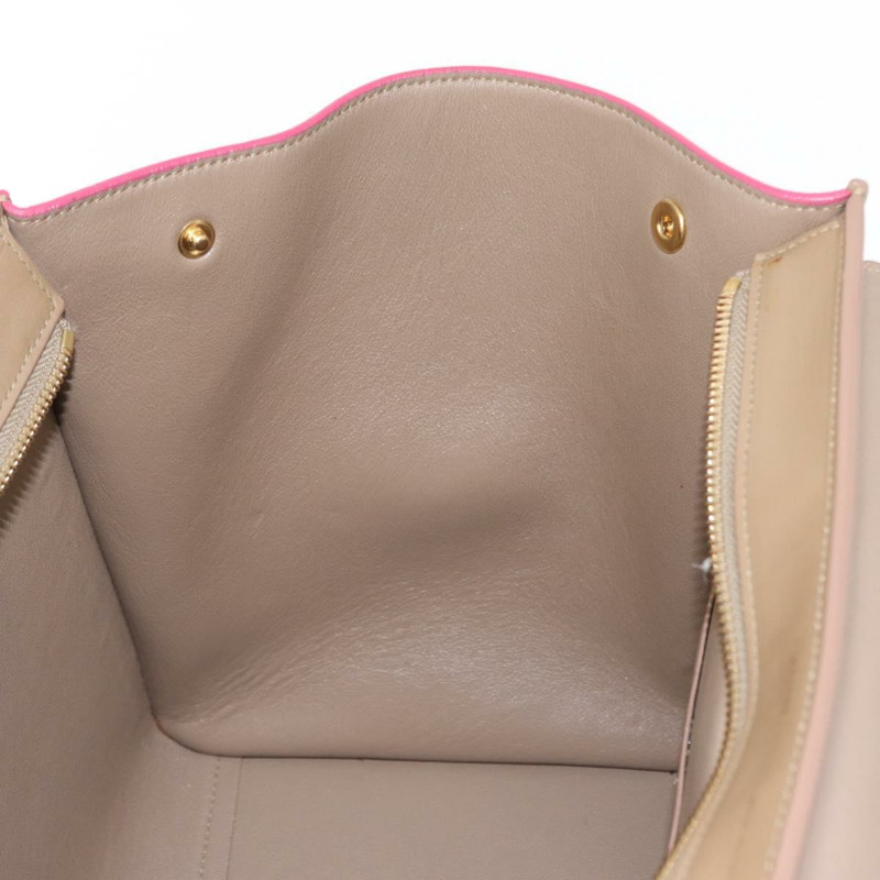【日本直送】CELINE Trapeze 手提包 皮革 2way 米色 金色 Auth 149534-24