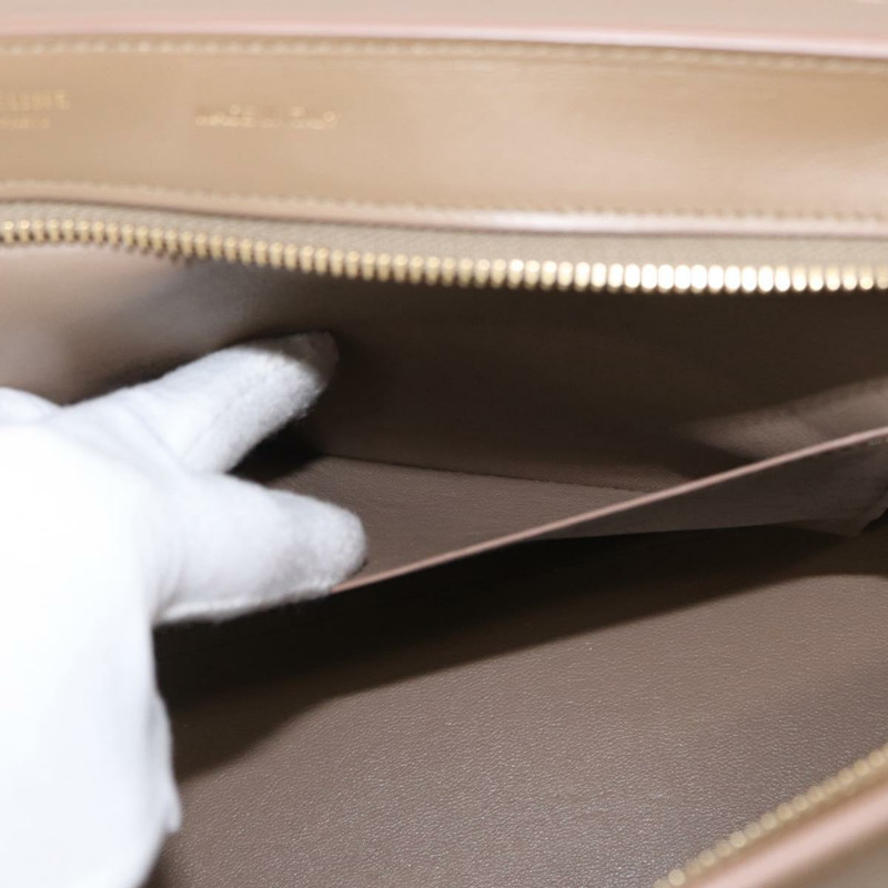 【日本直送】CELINE Trapeze 手提包 皮革 2way 米色 金色 Auth 149534-25