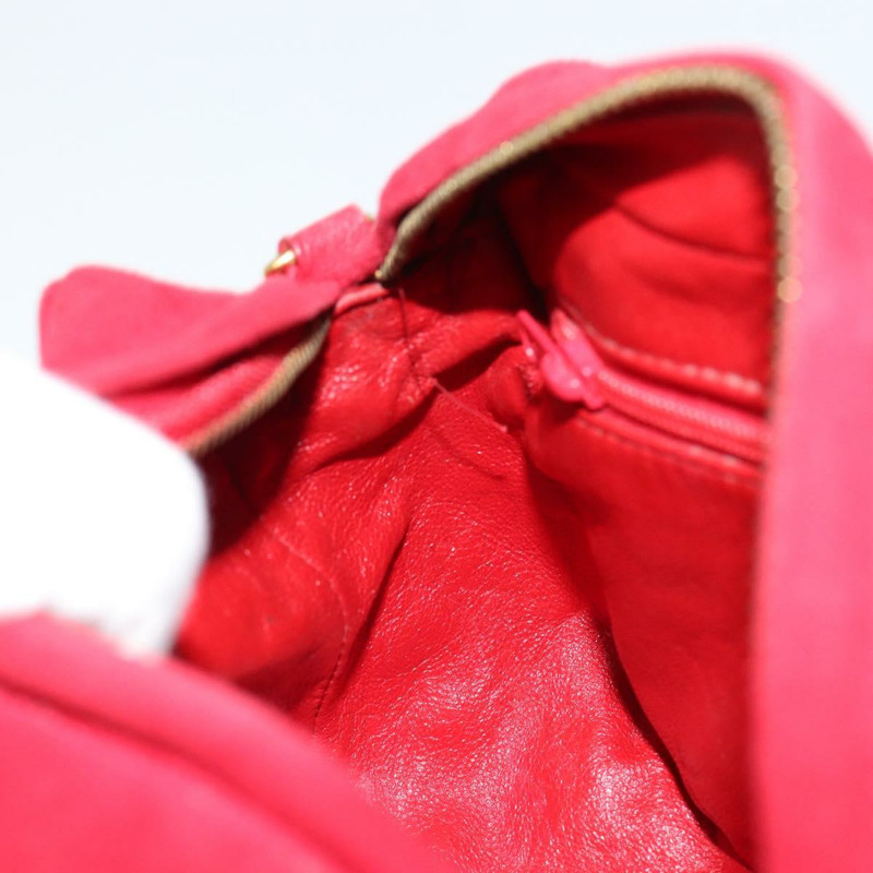 【日本直送】香奈兒 Matelasse 鏈條肩背包 麂皮 紅色 金色 CC 標誌 Auth 150966-17