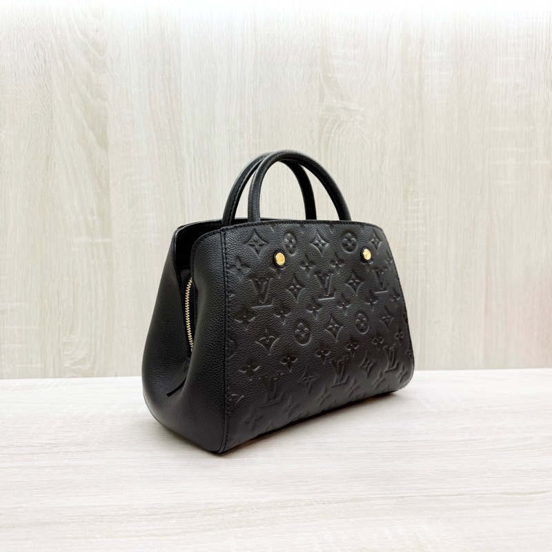 LV 黑牛皮壓紋金釦手提斜背蒙田包BB M41053-2