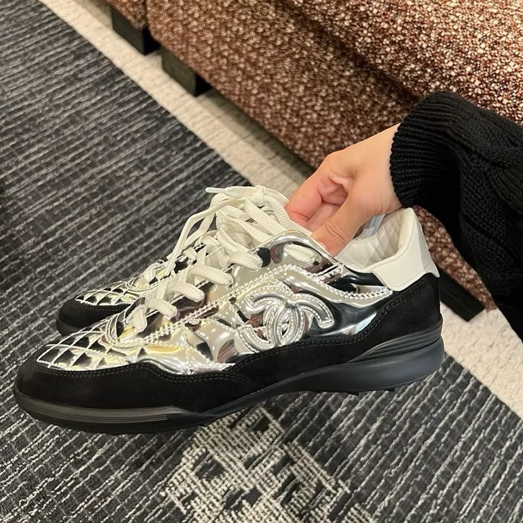 Chanel 25N 滑雪系列 黑銀配色德訓鞋#37.5-1