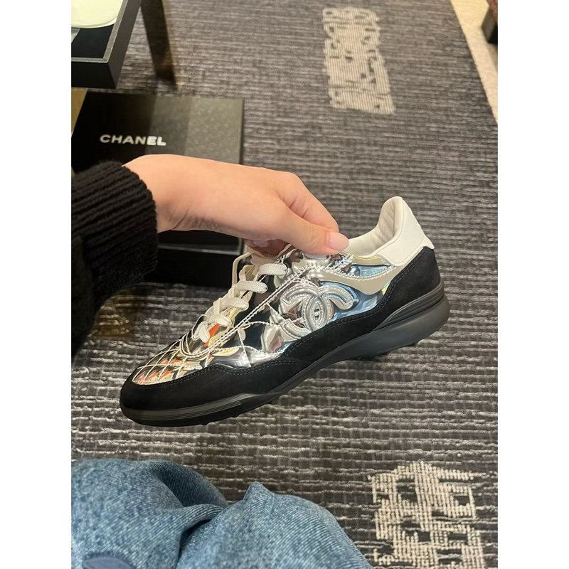 Chanel 25N 滑雪系列 黑銀配色德訓鞋#37.5-3