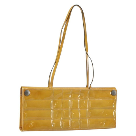 香奈兒 Choco Bar 肩背包 琺瑯黃 CC Auth 152372