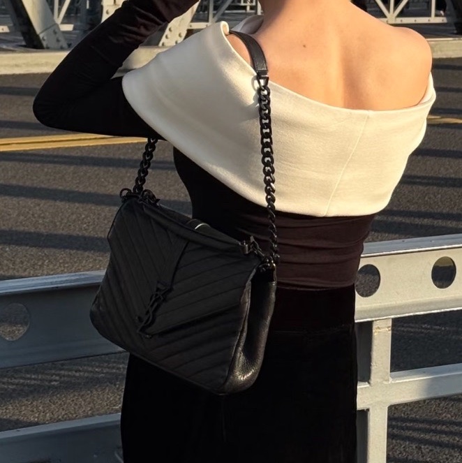 莉亞精品♡YSL 428056 學院包 so black 二手-1