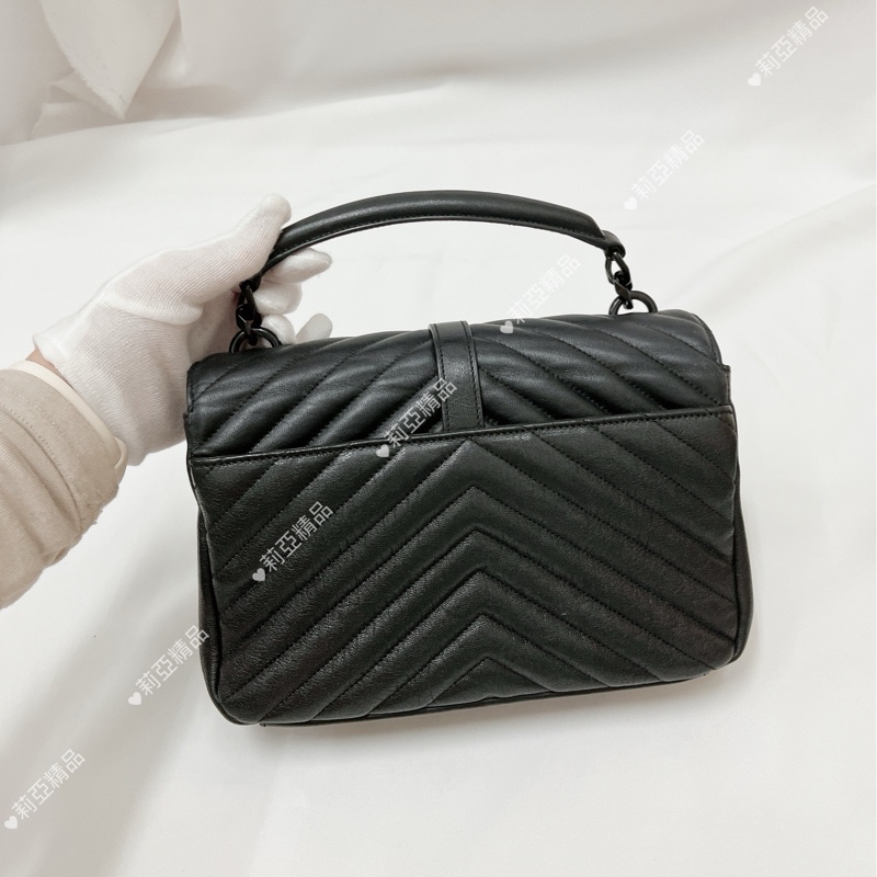 莉亞精品♡YSL 428056 學院包 so black 二手-3