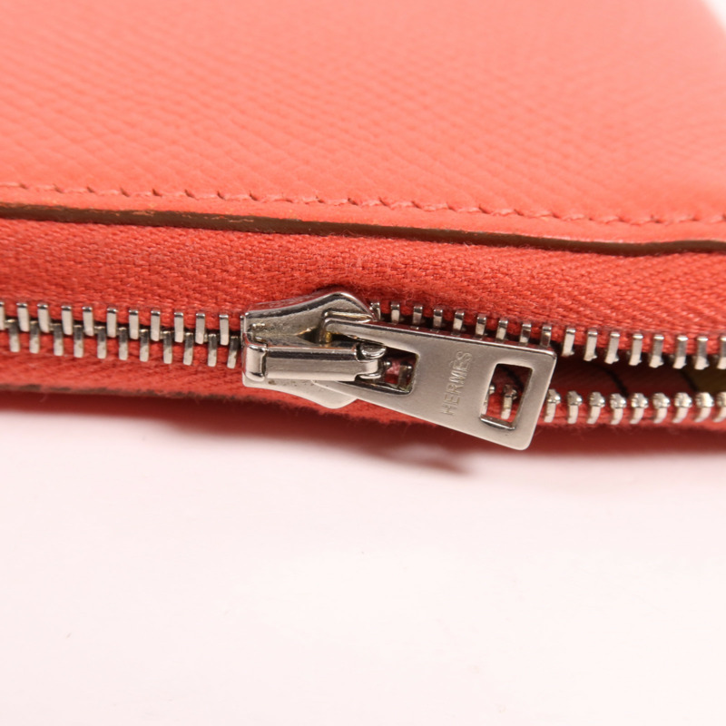 HERMES Clemence皮革Long Wallet銀扣長錢包Rose Jaipur-7