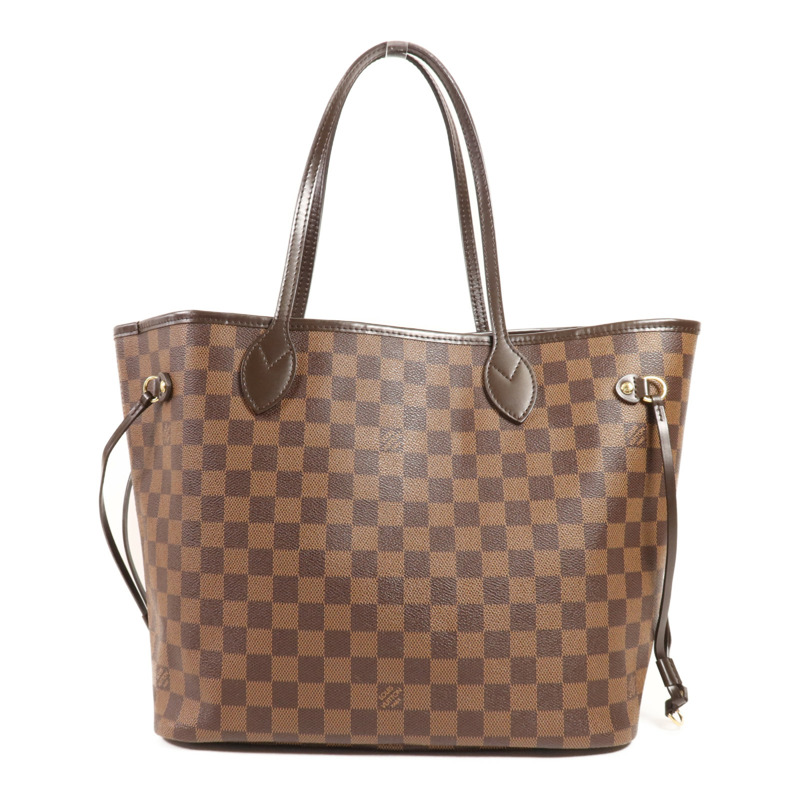 LOUIS VUITTON Damier Neverfull MM金扣肩背袋/手挽袋-1