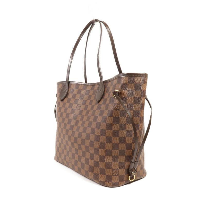LOUIS VUITTON Damier Neverfull MM金扣肩背袋/手挽袋-2