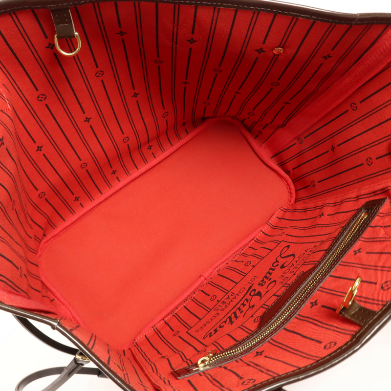 LOUIS VUITTON Damier Neverfull MM金扣肩背袋/手挽袋-9