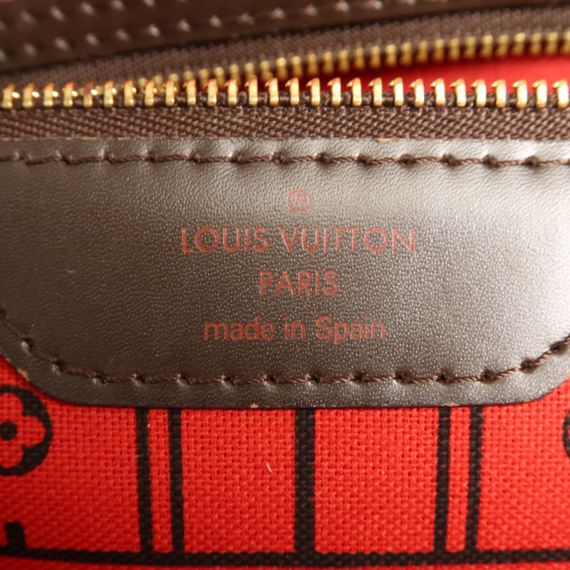 LOUIS VUITTON Damier Neverfull MM金扣肩背袋/手挽袋-10