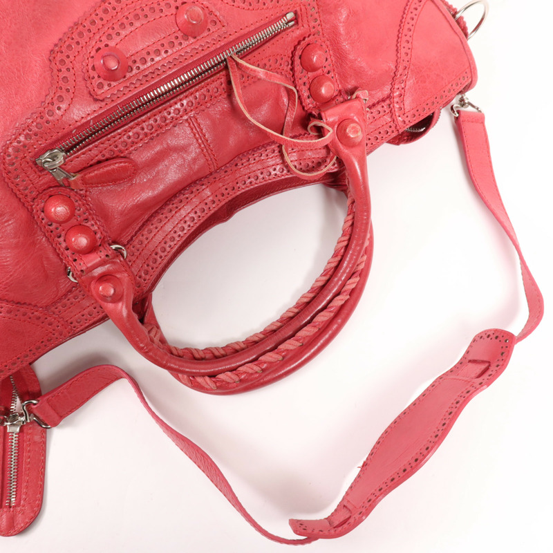 BALENCIAGA 牛皮皮革Giant City銀扣手挽肩背兩用袋-4