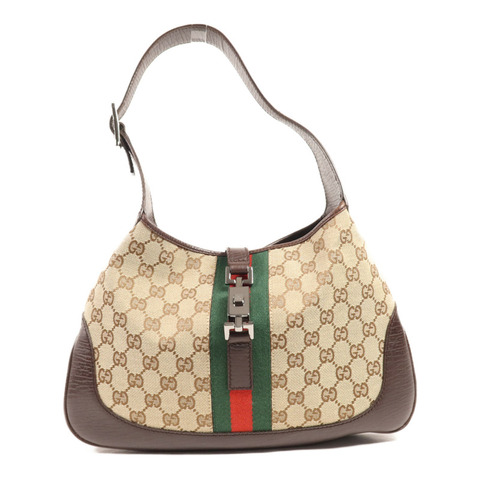 GUCCI 帆布Shoulder Bag銀扣肩背袋