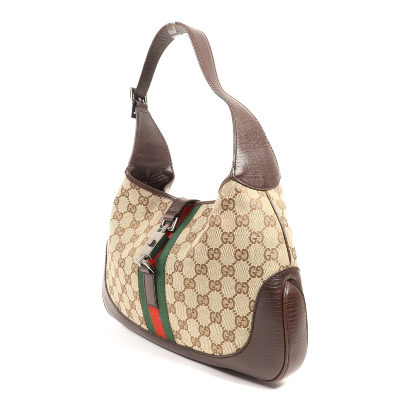 GUCCI 帆布Shoulder Bag銀扣肩背袋-2