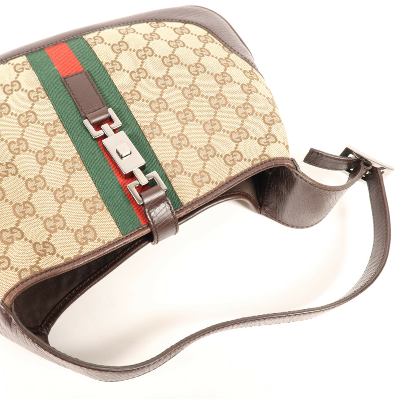 GUCCI 帆布Shoulder Bag銀扣肩背袋-4