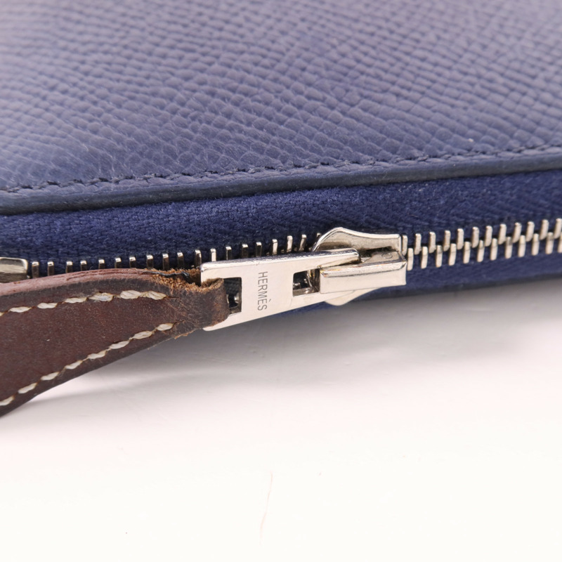 HERMES Clemence皮革Silk In Long Wallet銀扣長錢包-7