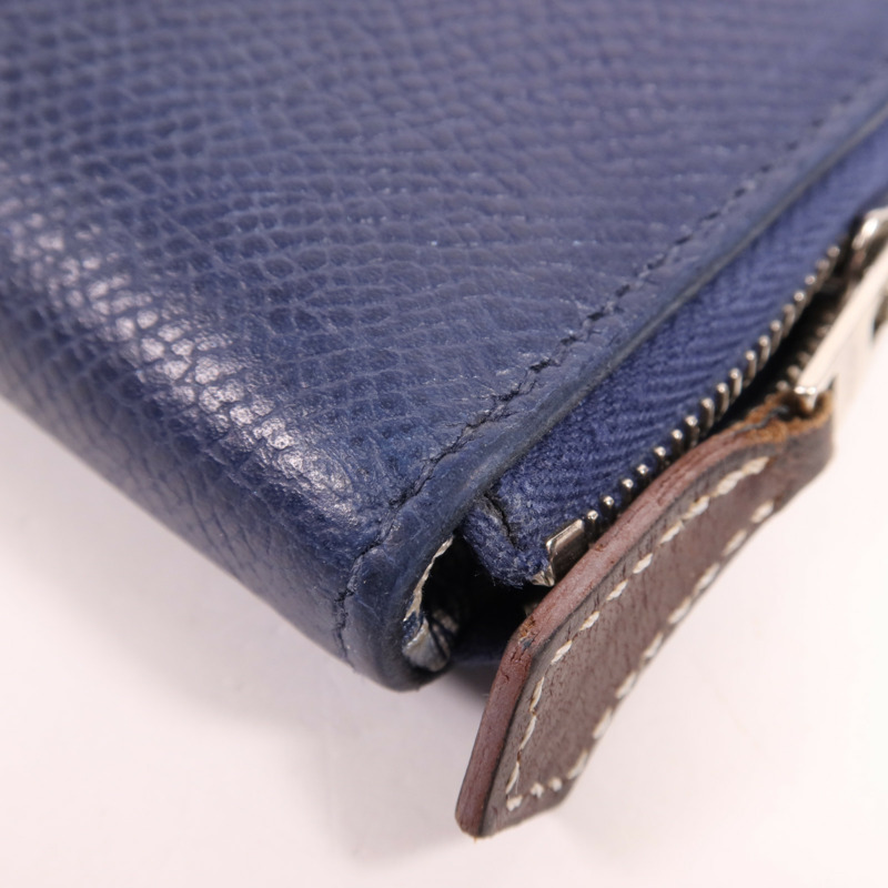 HERMES Clemence皮革Silk In Long Wallet銀扣長錢包-8