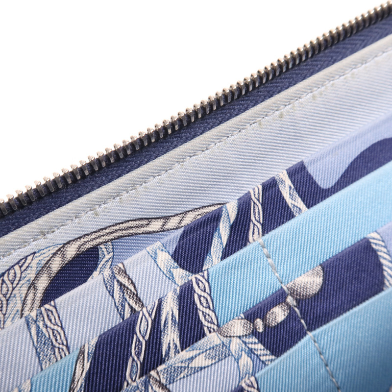 HERMES Clemence皮革Silk In Long Wallet銀扣長錢包-12