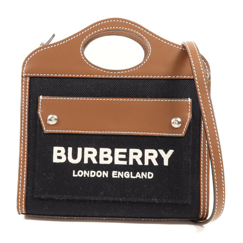 BURBERRY 帆布Shoulder Bag銀扣手挽肩背兩用袋