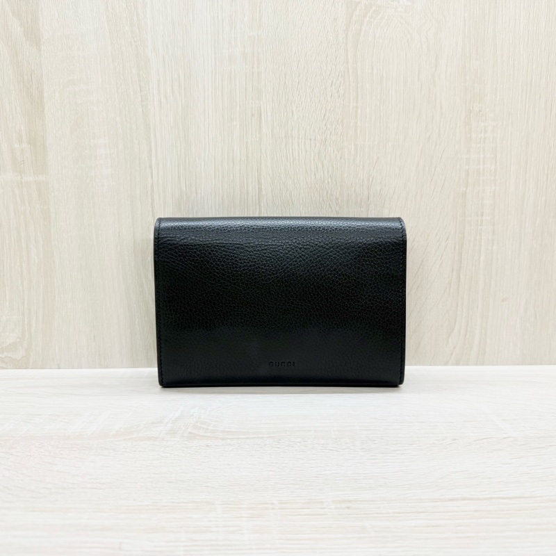 GUCCI黑色牛皮銀釦水晶虎頭酒神鍊包401231-1