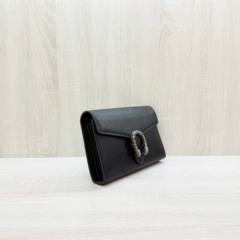 GUCCI黑色牛皮銀釦水晶虎頭酒神鍊包401231-3