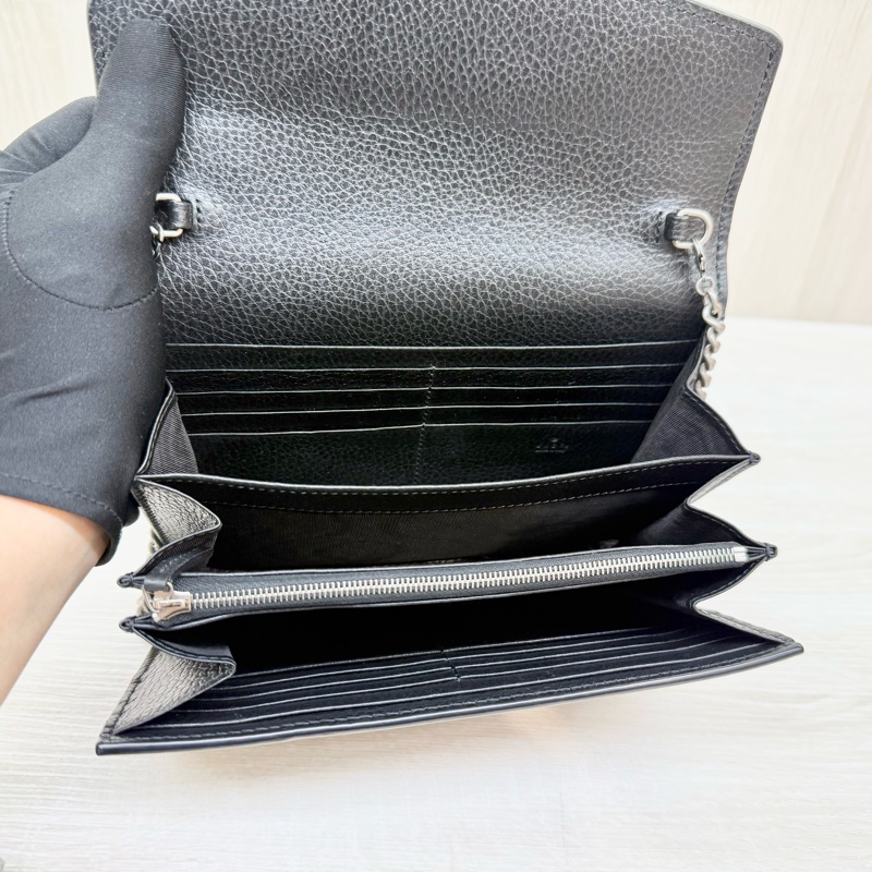 GUCCI黑色牛皮銀釦水晶虎頭酒神鍊包401231-8