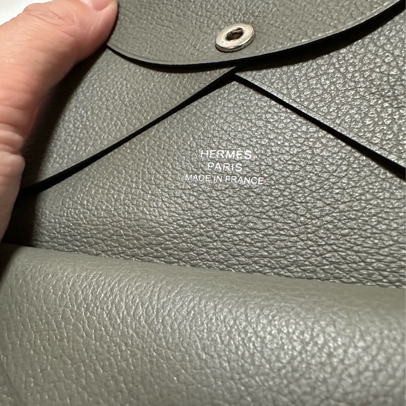 Hermes Duo （大象灰）卡片夾-牛皮-9