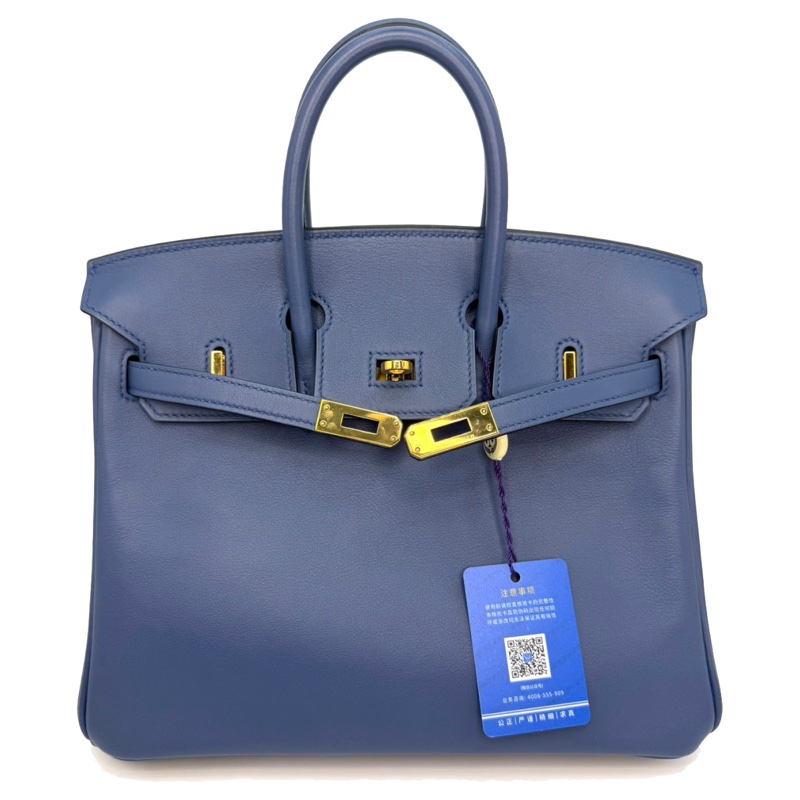 ［4179］Hermès 愛馬仕 Birkin 25 瑪瑙藍 手提包 SW皮 金扣-0