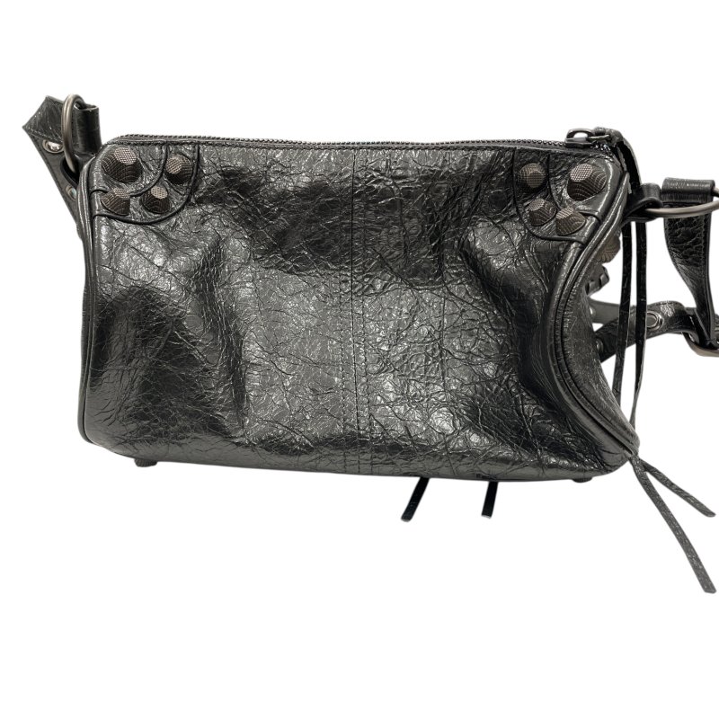 BALENCIAGA 巴黎世家 BLACK Le CAGOLE 圓筒包 皮革 鐵灰色 鎳色釦-2