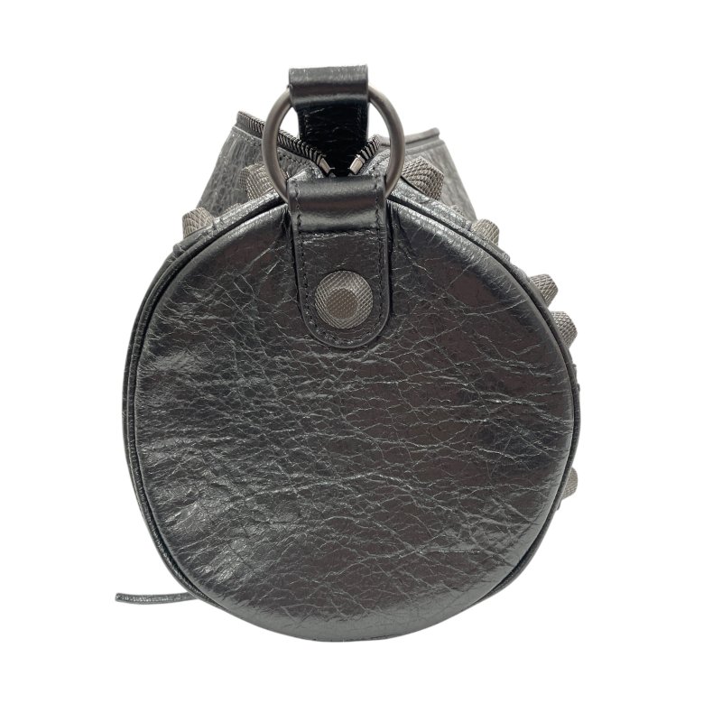 BALENCIAGA 巴黎世家 BLACK Le CAGOLE 圓筒包 皮革 鐵灰色 鎳色釦-3